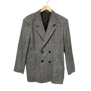 Maxmara Wool Blazer Vintage Plaid 100% Wool Tailored Old Money Womens 14 Large